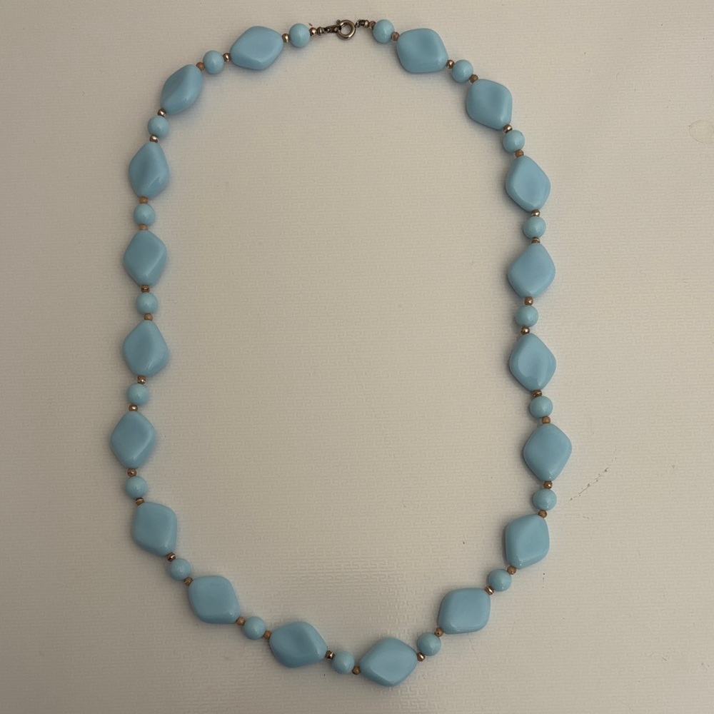 Retro Blue Beaded Necklace